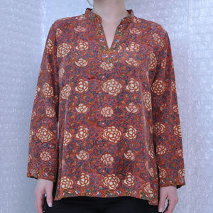Vintage Tops - Vintage 1970s brown floral boho silk blouse Vintage Tops - Vintage 1970s brown floral boho silk blouse